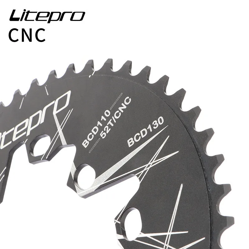 LITEPRO Oval Chainring 130 110 BCD Folding Bike Super Light Chain Wheel Crank Crankset 130BCD 52/54/56/58/60T Bike Parts