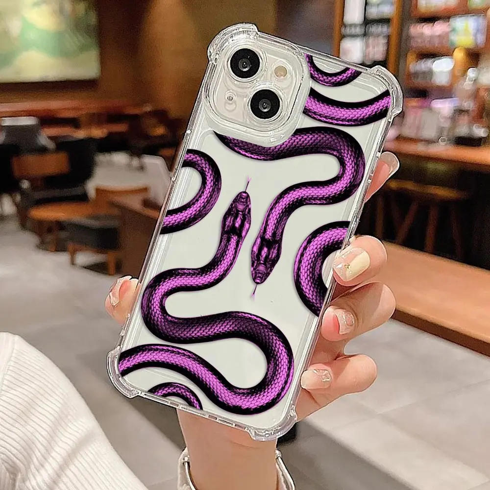 Black Purple Gold Snake Transparent Bag Phone Case For VIVO V23 V25 V27 V27E V29 V30 V40 V50 V60 V70 S12 S15 S16 S17 S18 Cover
