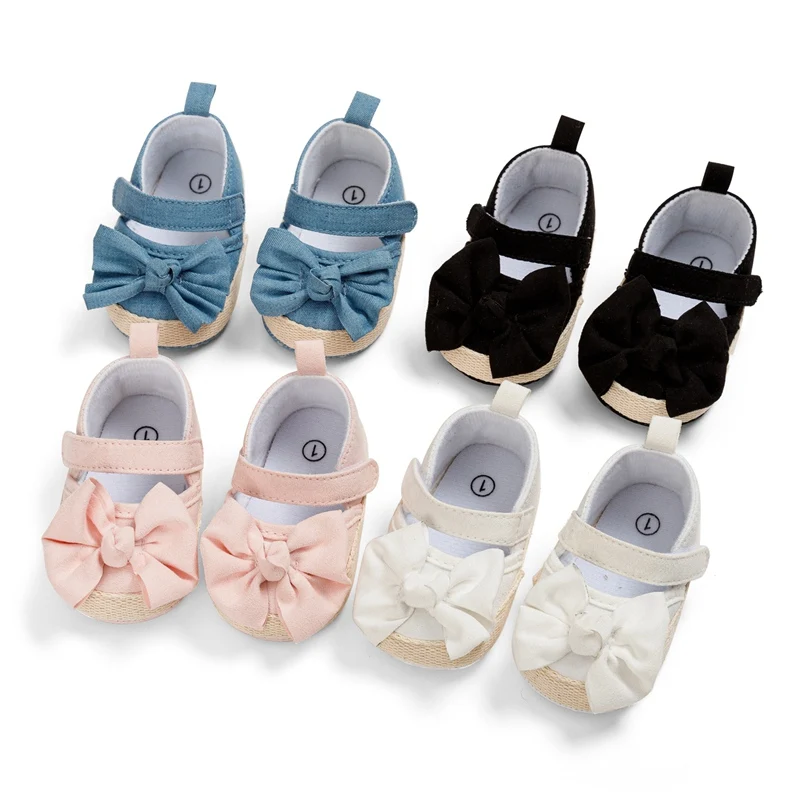 Summer Toddler Baby Girl Shoes Flowers Bow 0-1Years Infant Girls Cotton Shoes Soft Soled Non-slip Footwear Crib Shoes