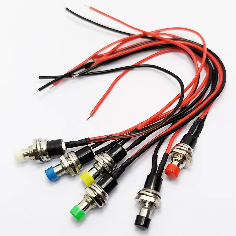 5Pcs 1A 250V AC 2 Pins SPST NO Mini Momentary Push Button Switch with 20cm Wire