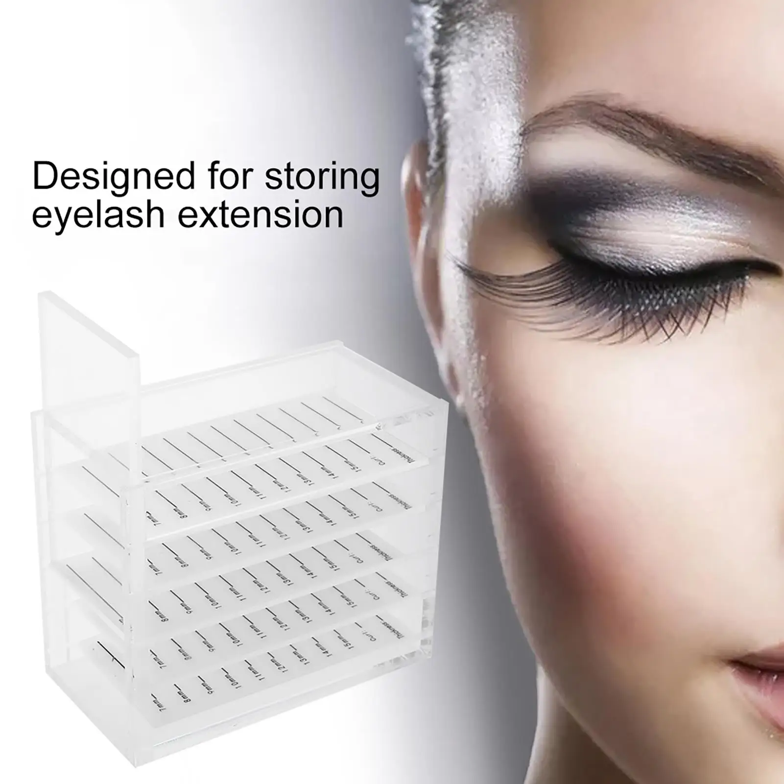 5-Layer Eyelash Extension Storage Box - Transparent Makeup Organizer for False Lashes & Cosmetic Accessories