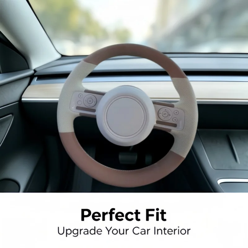 Car Steering Wheel Cover Microfiber Leather Soft For Wuling Hongguang mini 3 Macaron Bingo Plus Hand Sewn Steering Wrap Cover