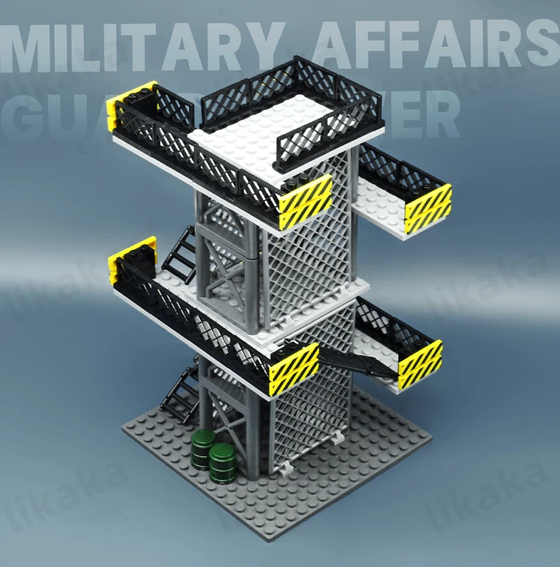 MOC Military Guard Tower Building Blocks Toy DIY Construction Blocks Toys for Boys Kids Gifts Compatible with Big Brands Bricks