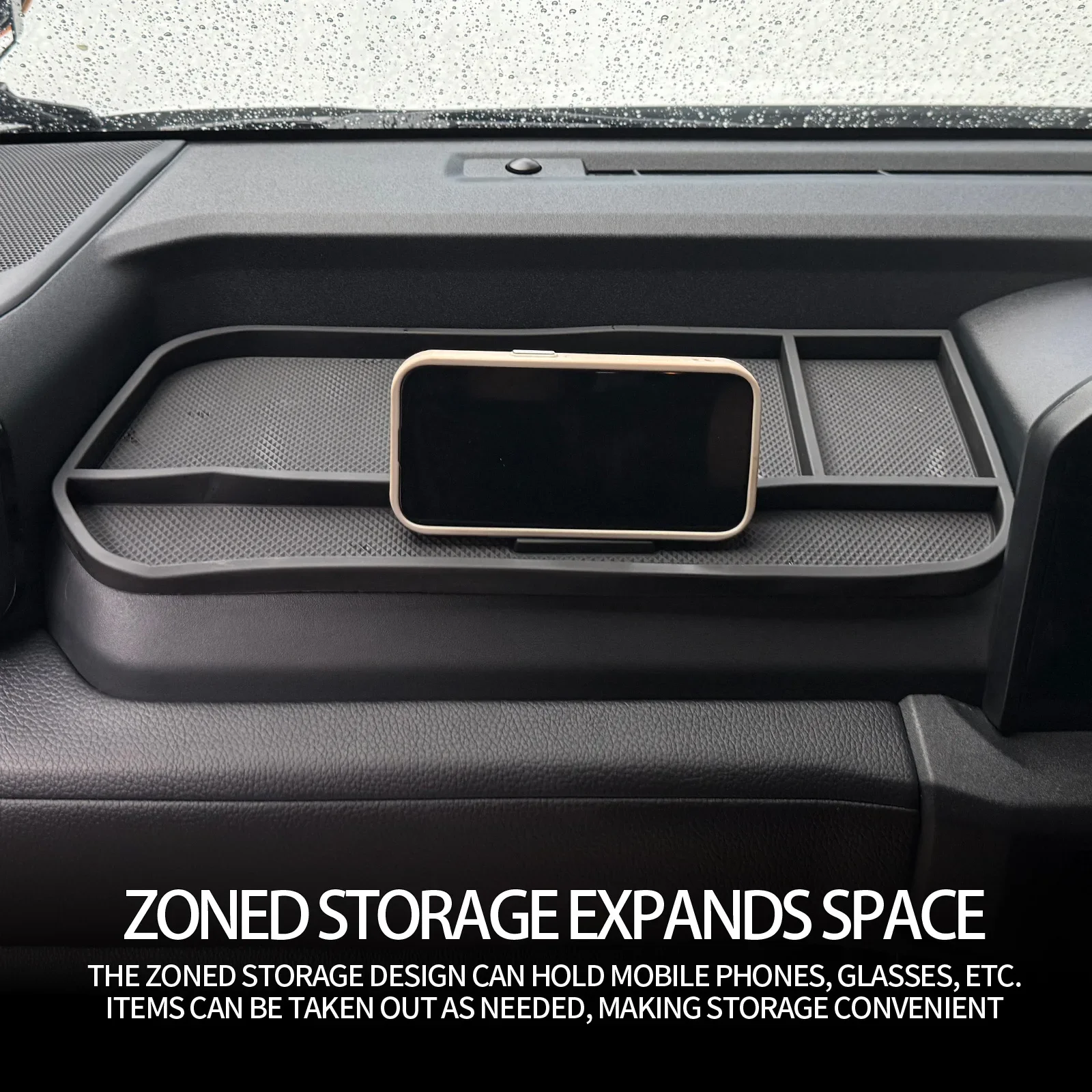 For Toyota Land Cruiser FJ 2026 Car Co-pilot Instrument Storage Tray Passenger Side Dashboard Organizer Box Anti-Slip Pad detail image 2