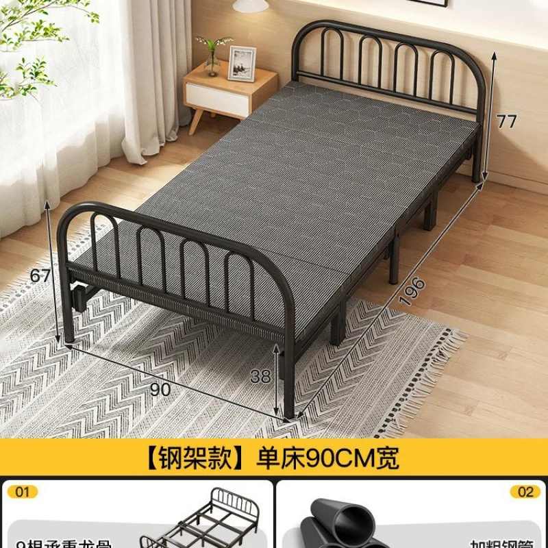 

Rollaway bed Household adult simple Double bed 1m 2 Dormitory rental room Hard Iron bed Lunch break