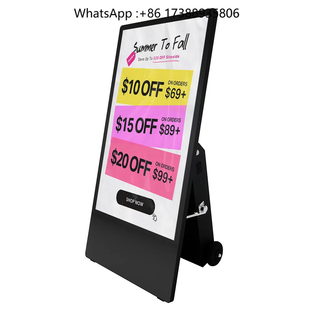 55 Inch Outdoor Waterproof Portable Battery Powered Rechargeable Advertising Screen LCD Digital Signage Display Store Welcome
