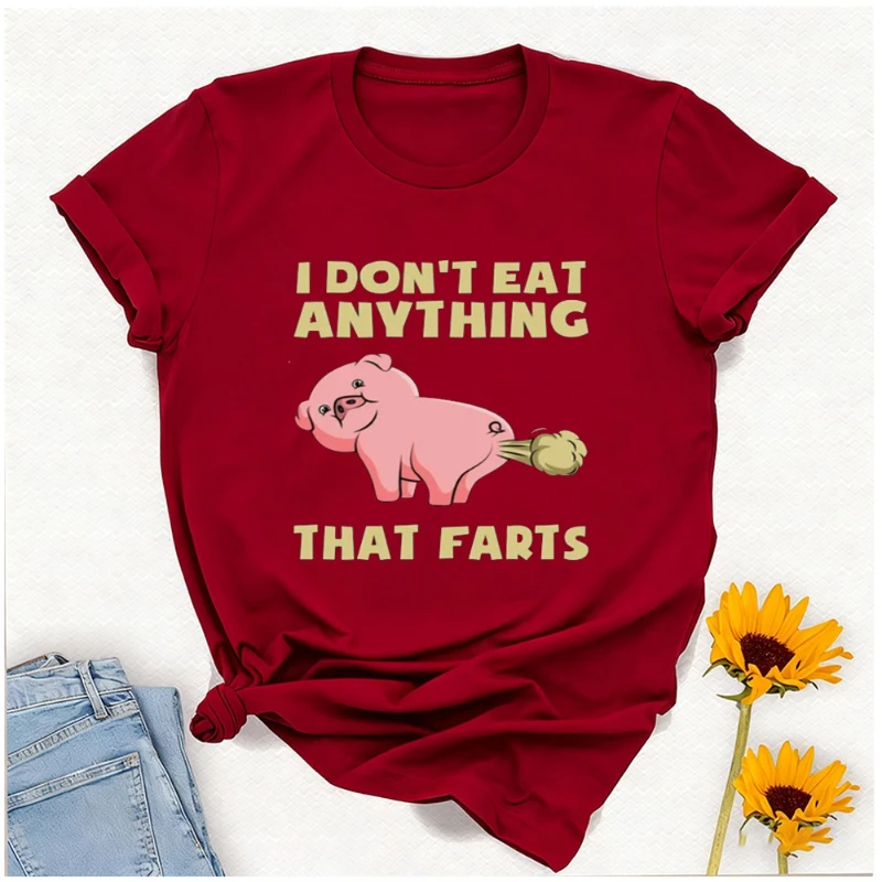 Eu não come nada que peido camiseta vegetariana fofa adorável porco rosa veganismo presente camisa de legumes frutaarismo porco unissex