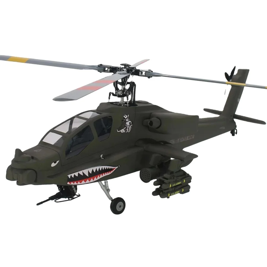 FLISHRC Roban AH-64 Apache 500 Size Scale Helicopter Four Rotor Blades GPS with H1 Flight Control RTF