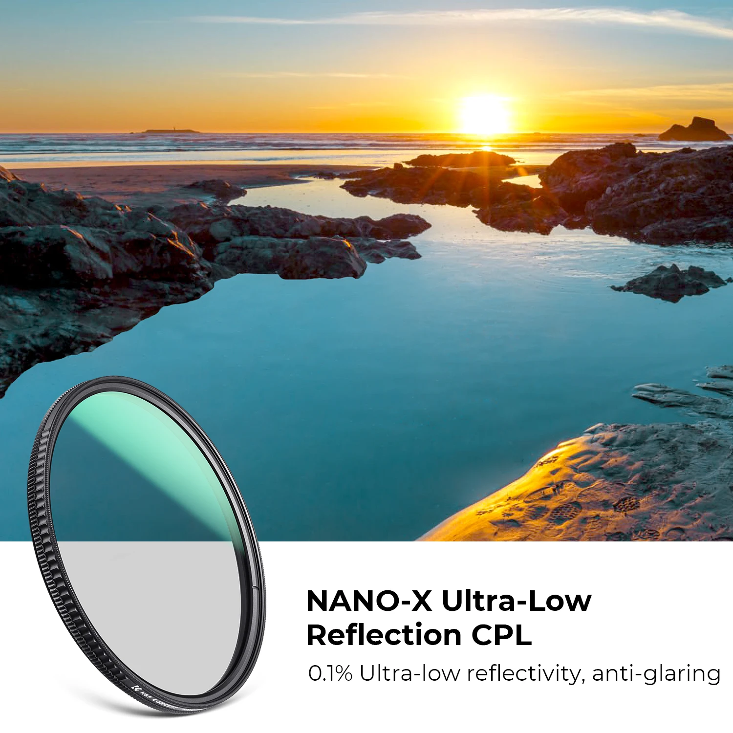 K&F Concept Ultra-Low Reflectivity Circular Polarizer Filter with 28 Multi-Layer Coatings Ultra-Slim HD CPL Filter Nano-X Series