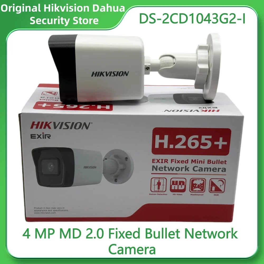 Hikvision DS-2CD1043G2-I 4MP MD 2.0 Fixed Bullet Network Camera Human and Vehicle Detection 120 dB WDR IP67 H.265+ EXIR 2.0