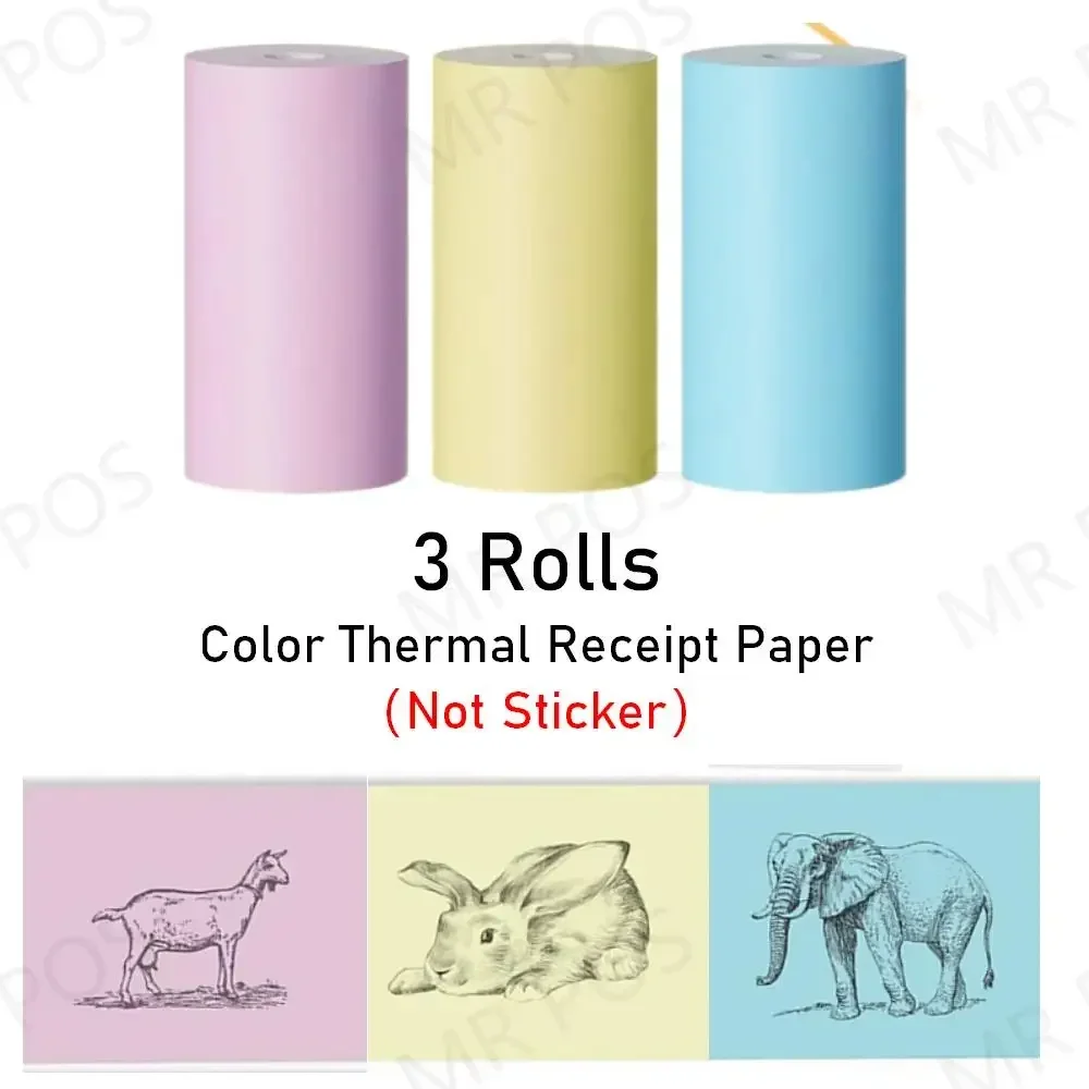 3 Rolls Thermisch Papier Sticker Papier Label Papier Fotopapier Kleur Papier voor Mini Printer PeriPage PAPERANG Fotoprinter