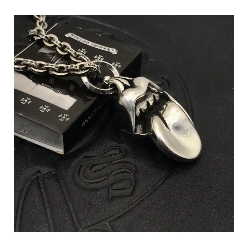 

Punk Hip Hop Thai Silver Vintage Large Tongue Necklace Premium Dynamic Sweater Chain Accessories Jewelry