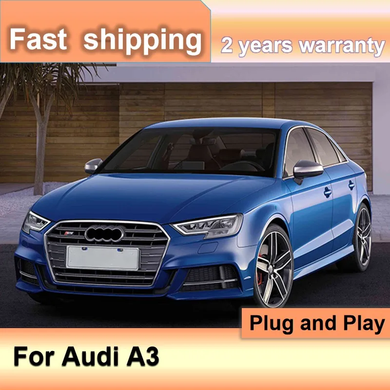 اكسسوارات السيارات لأودي A3 رئيس مصباح 2013-2016 A3 المصباح عالية DRL بدوره إشارة منخفضة عالية شعاع العارض عدسة #4