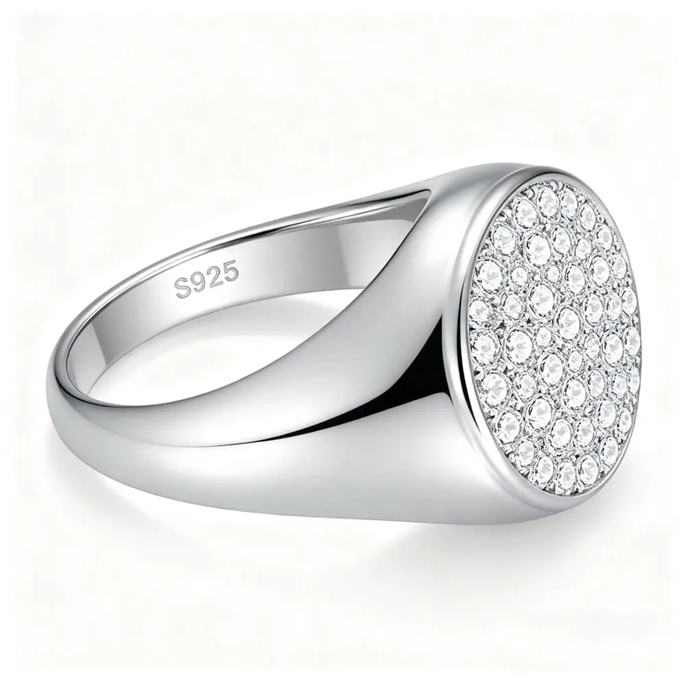 

LinkerLove Full Moissanite Ring S925 Sterling Silver for Men Gold Plated Diamond Hip Hop Ring Wedding Band Party Luxury Jewelry