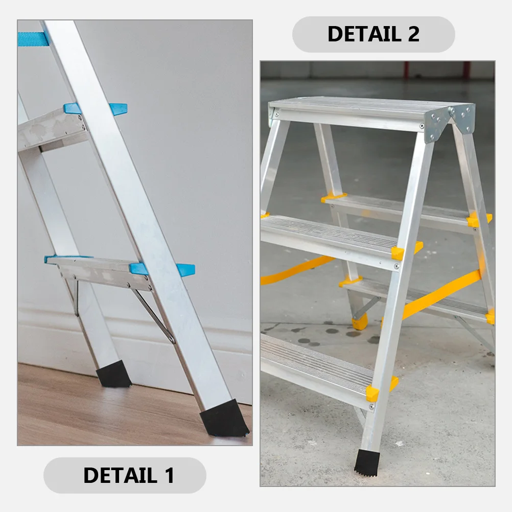 

4 Pcs Anti-slip Ladder Feet Covers Foldable Square Rubber Replacement Non-skid Foot Pad 5x2 5CM Fits Black Metal Stairs