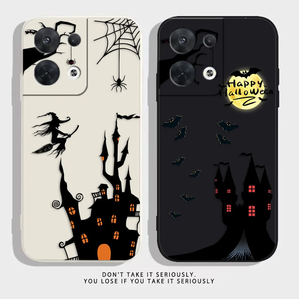 

Halloween Witch Castle Phone Case For OPPO RENO 8 7 9 6 7SE 5 4 4SE 4 3 4G 5G PRO PLUS Colour Simple Silicone Case Funda Shell