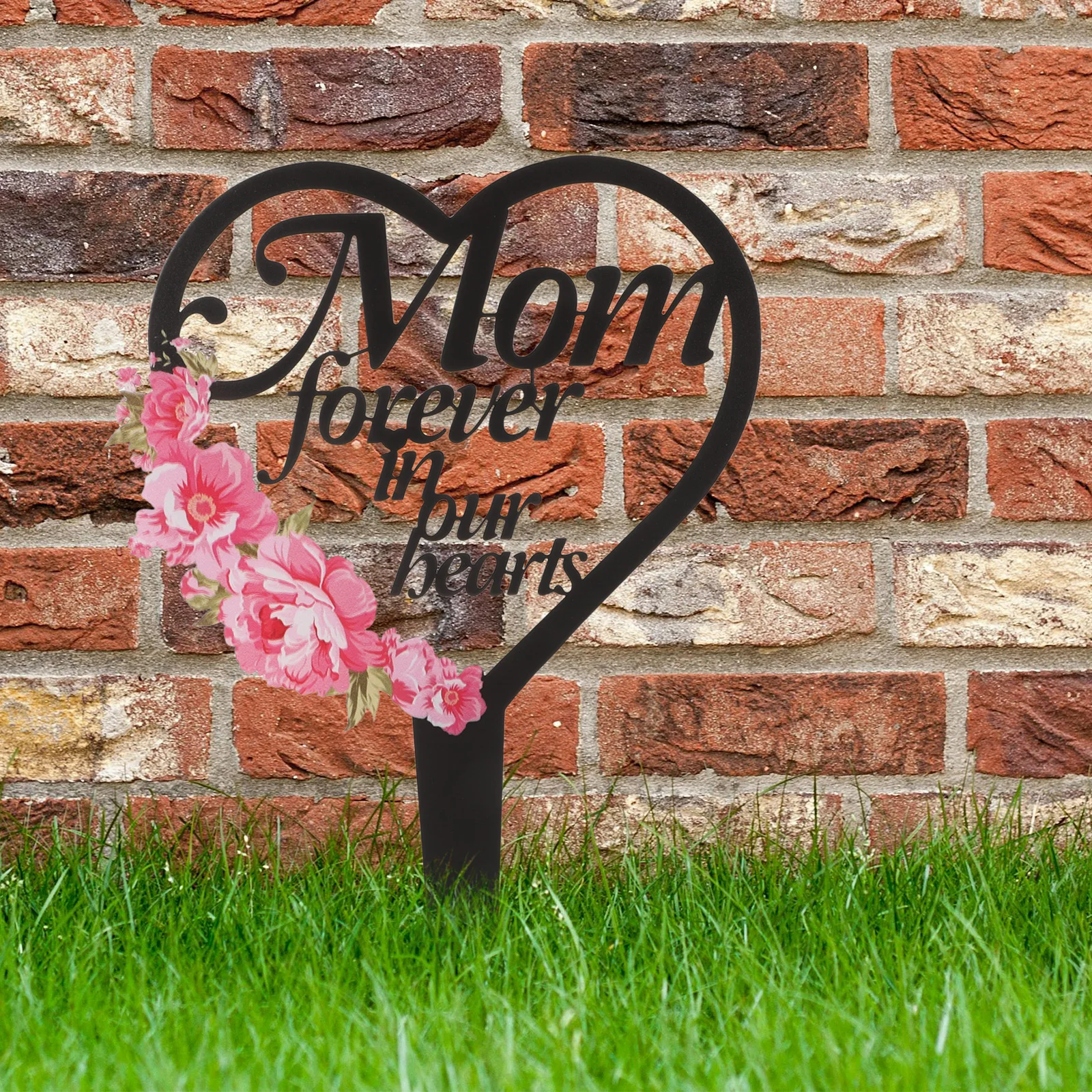 

Heart Shaped Memorial Stake Metal Grave Marker Decorative Garden Plaque Cemetery Lawn Ornament Durable Outdoor Decoration