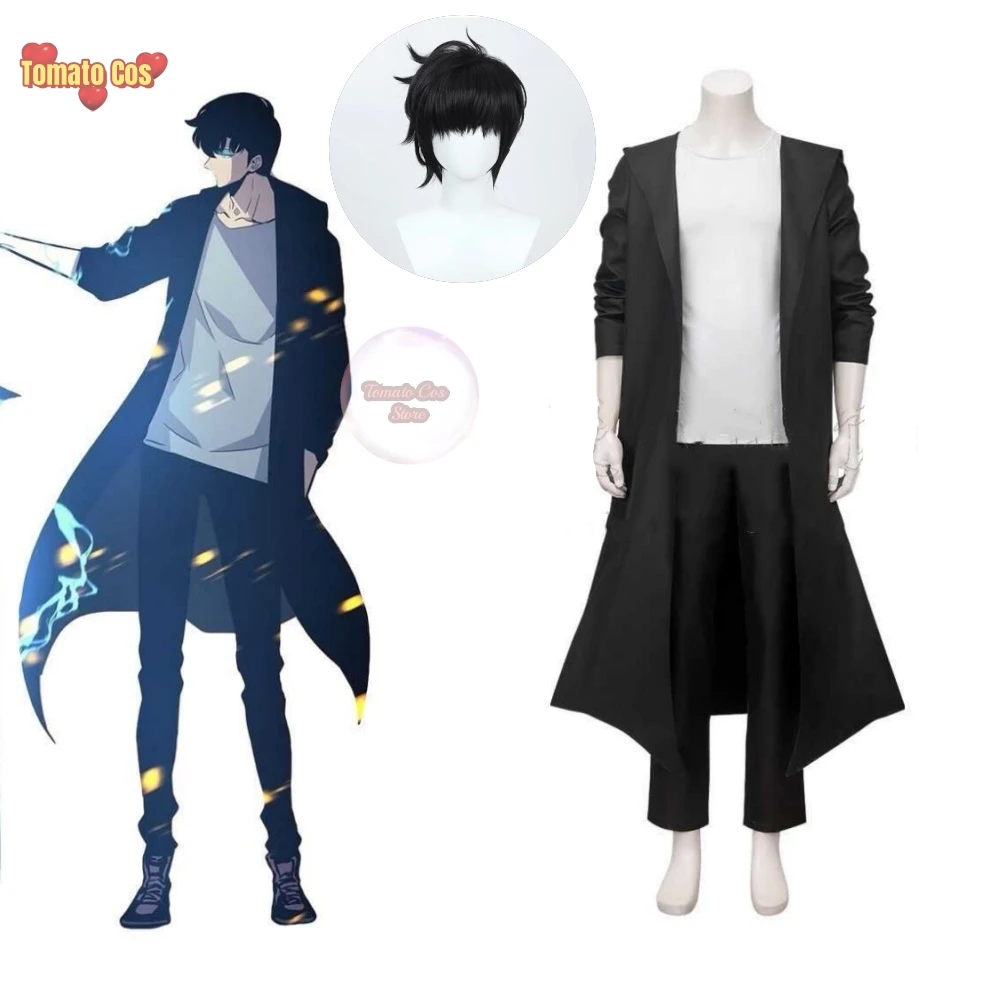 Anime Knight Killer Sung Jin-woo Solo Sung Jinwoo Leveling Cosplay Costume Wig Shun Mizushino Trench Coat Halloween Cos  Outfit