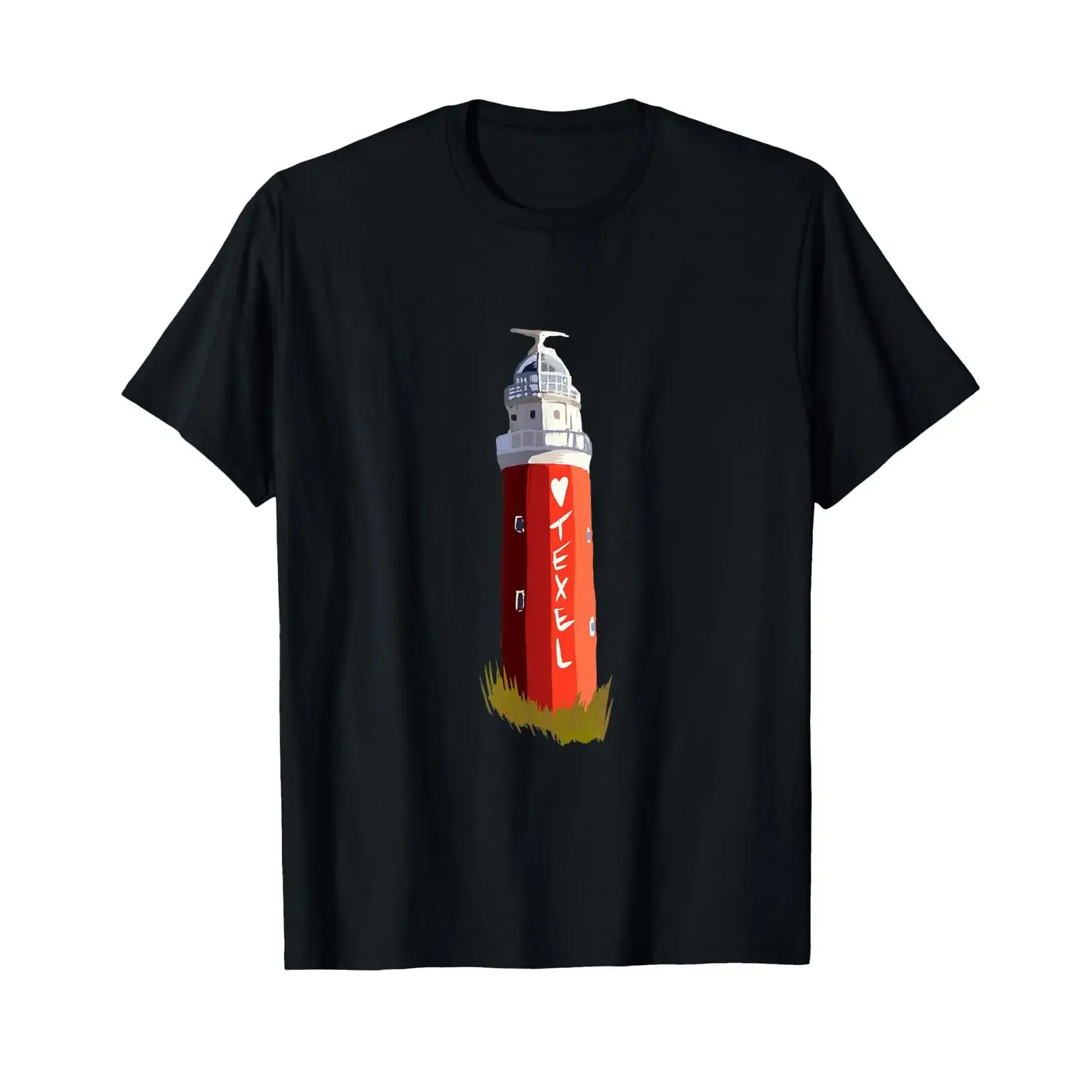 Camiseta Texel Liebe Der Leuchtturm Eierland para fans, estilo vintage, lavada, elástica, de diseñador, versátil, con gráfico suave y ligeramente elástico.