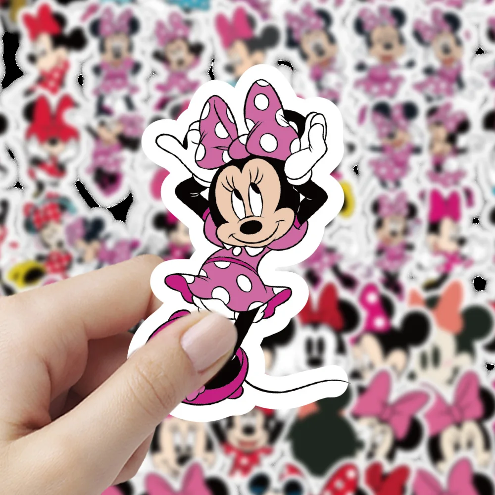 60PCS Disney Cartoon Minnie Mouse Stickers Cute Kids Toys Notebook Phone Fridge Bike Skateboard Wall Decals Waterproof Graffiti