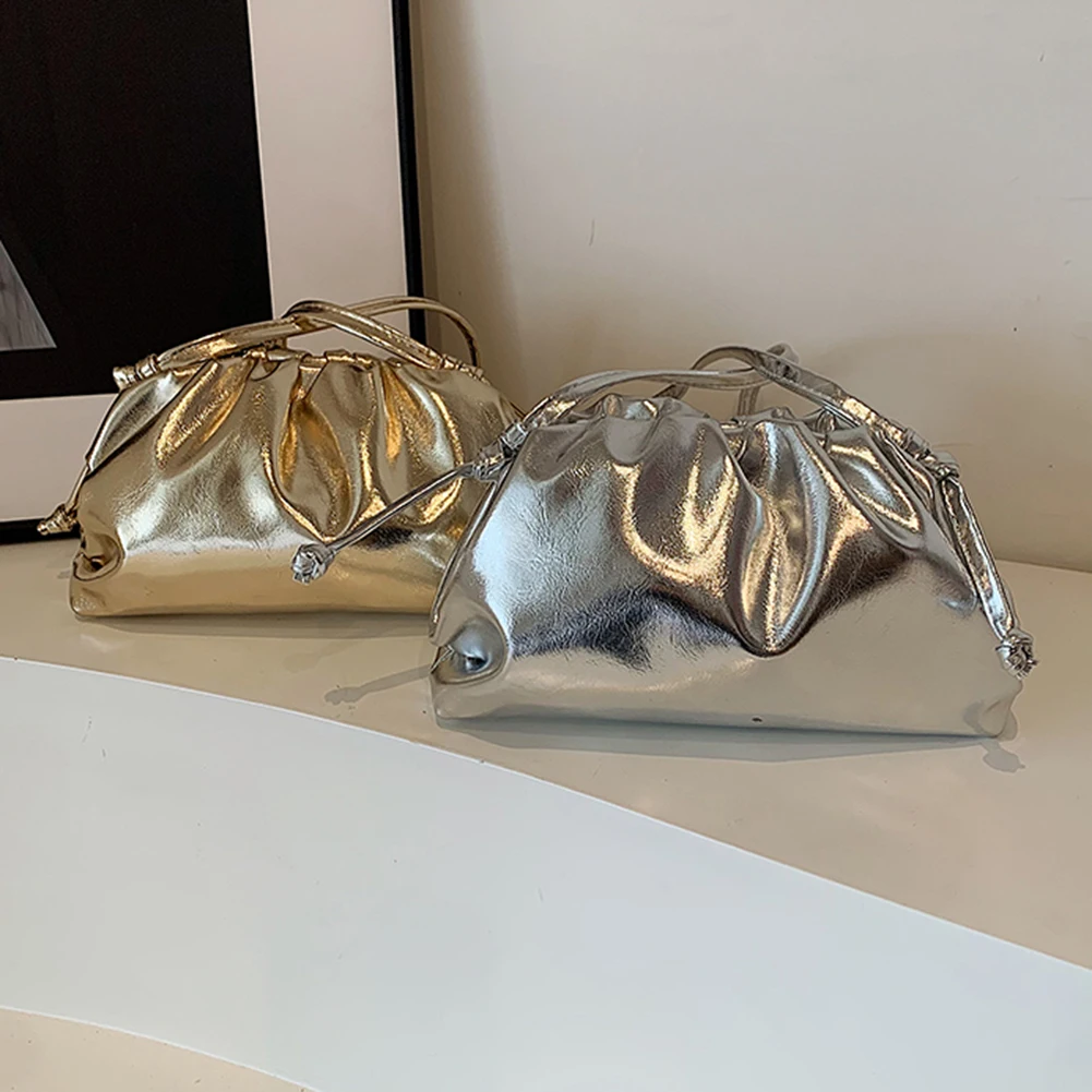 

Женская сумка из мягкой искусственной кожи, вечерний клатч, кошельки с рюшами, Элегантная нарядная модная Банкетная сумка, роскошные Брендовые женские сумки через плечо