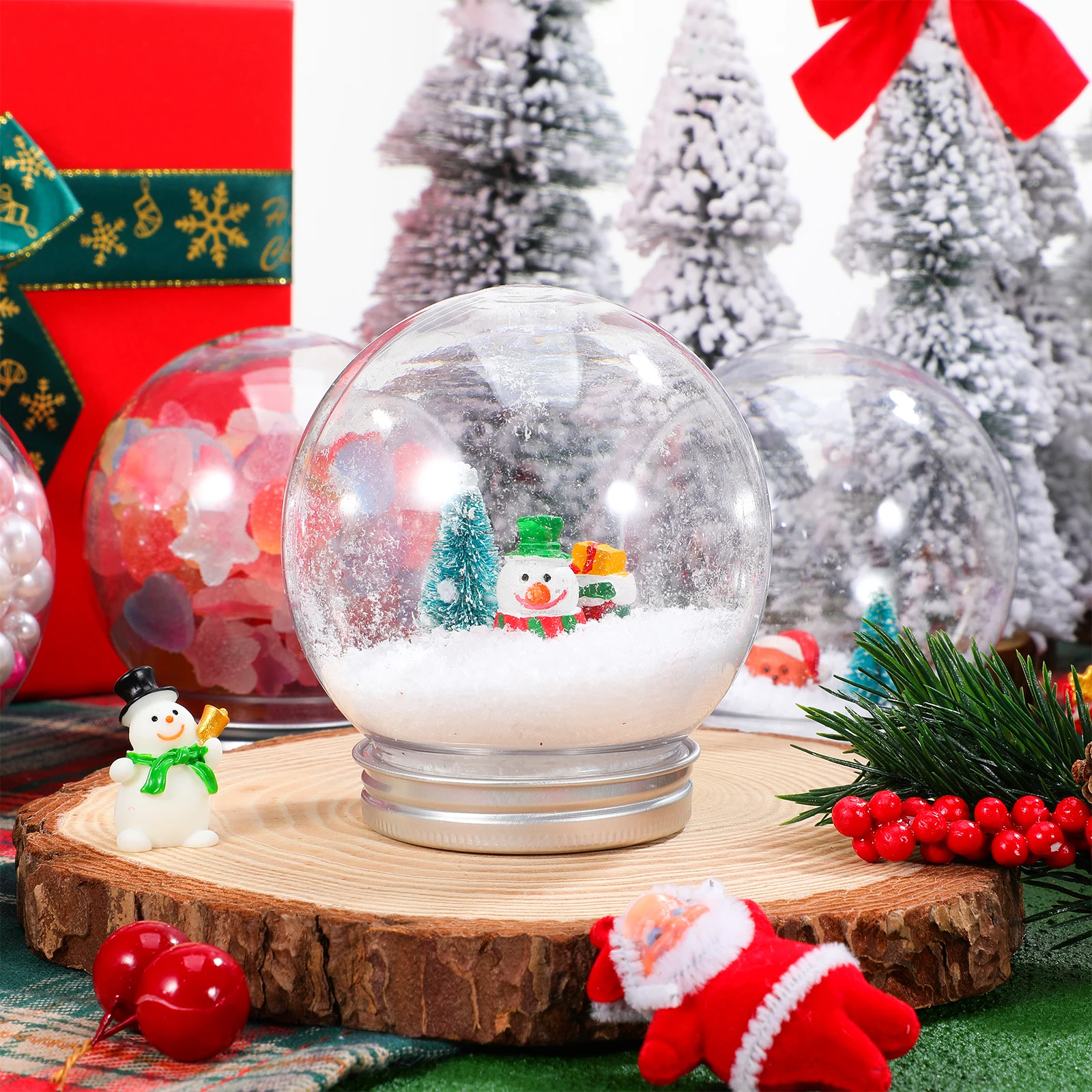 

15Pcs Clear Snow Globes DIY Craft Kit Durable Plastic Holiday Decorations Snow Globe Ornament Water Globe Party Favors 150ml