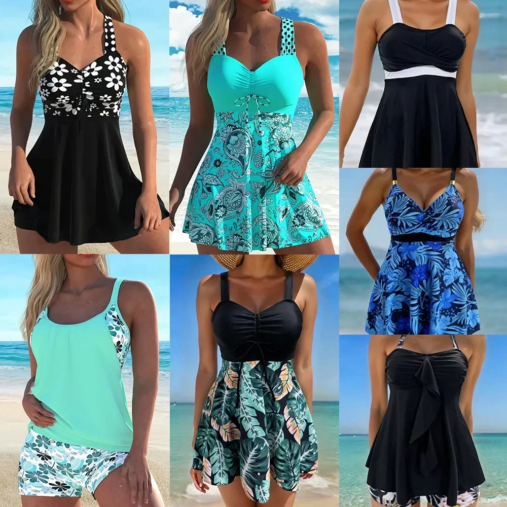 

New 2025 Tankini Swimsuit Set Slim Fit Separate Skirt Style Women's Swimwear Four Corner Pants Cross Border Ladies Bikini