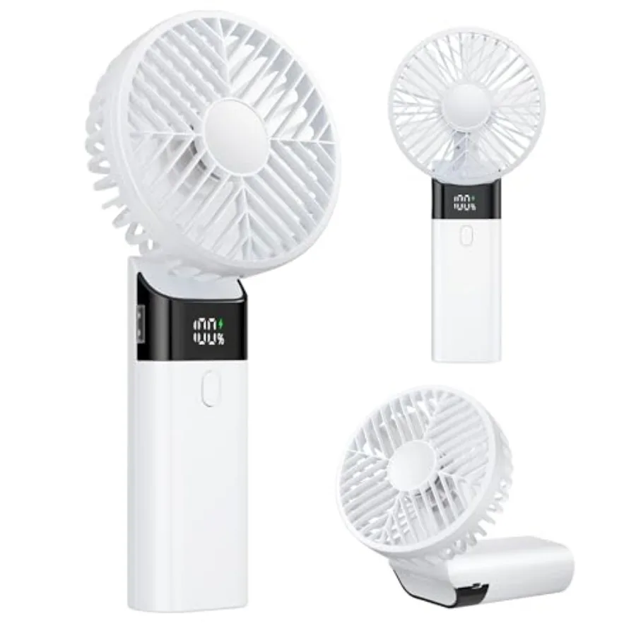 

Handheld Fan Rechargeable, Portable Mini Fan with 3000mAh Battery, Up to 10H Runtime, 180° Foldable Personal Fan, USB Travel Fa