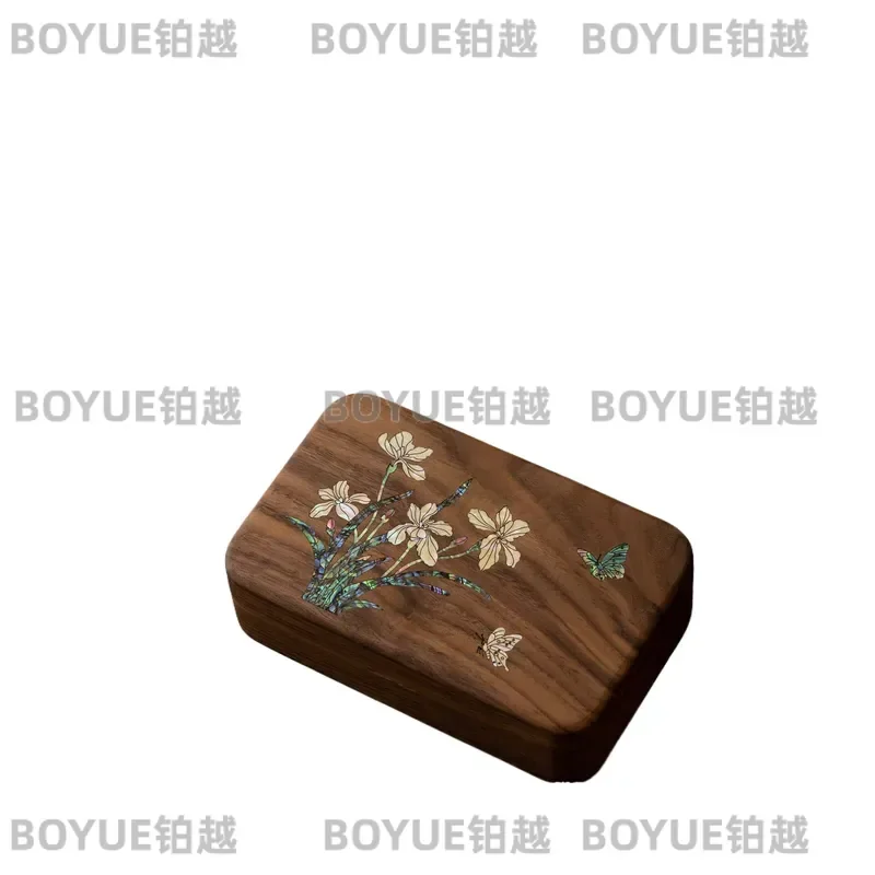Luxury Solid Wood Jewelry Box Portable Storage Case for Stud Earrings Necklace Exquisite Gift for Birthday Wedding Golden