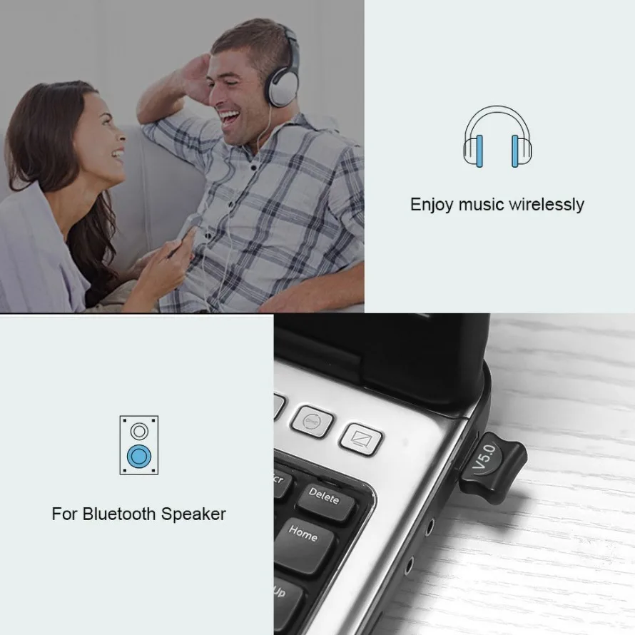 Adaptador Dongle USB Bluetooth 5,0, receptor de transmisiones inalámbrico Bluetooth para PC, portátil, teclado, tableta, teléfono, impresora, altavoz de juego