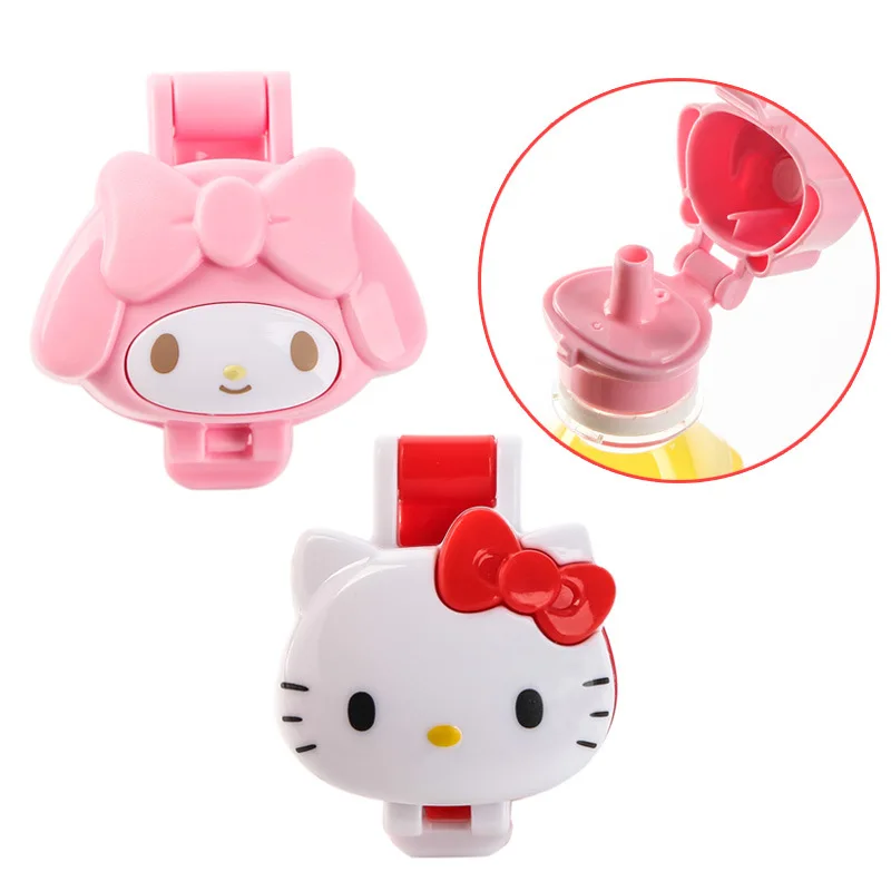Hello Kitty Sanrio Straw Bottle Cap Kawaii My Melody Cute Anime Cartoon Children Anti Choking Straw Cap Drink Bottle Girls