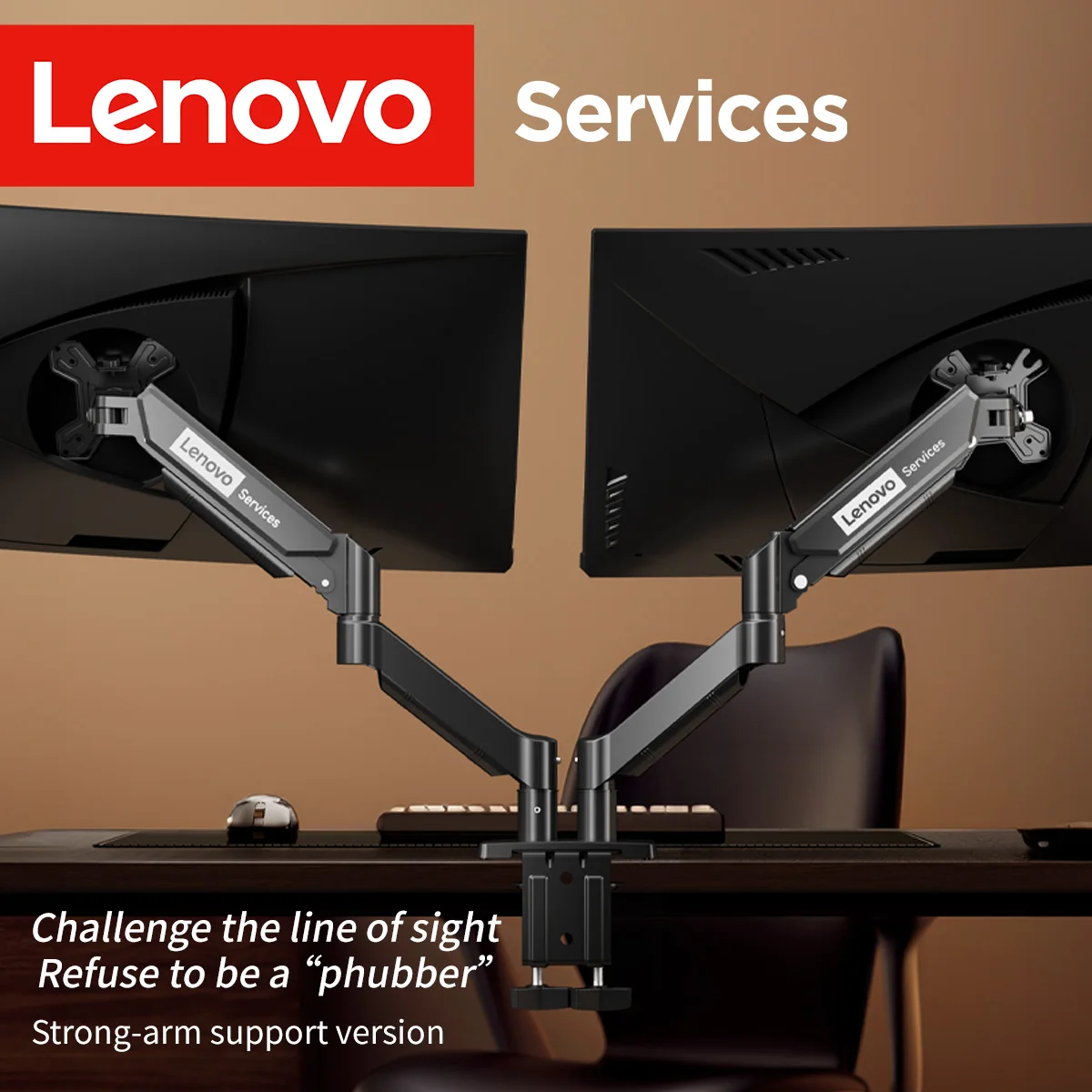 

Lenovo Monitor Stand Dual-Arm Display Mechanical Arm Quick-Release Mechanical Arm Desk Clamp Type Monitor Riser Pneumatic Spring Adjustable Multi-Angle