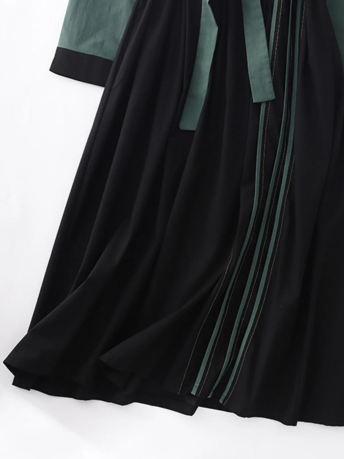 Ele Color Blo coton lin Dr femme taille cintrée ceinture longue V-Ne Dr Faionable jupe trapèze longue Sve