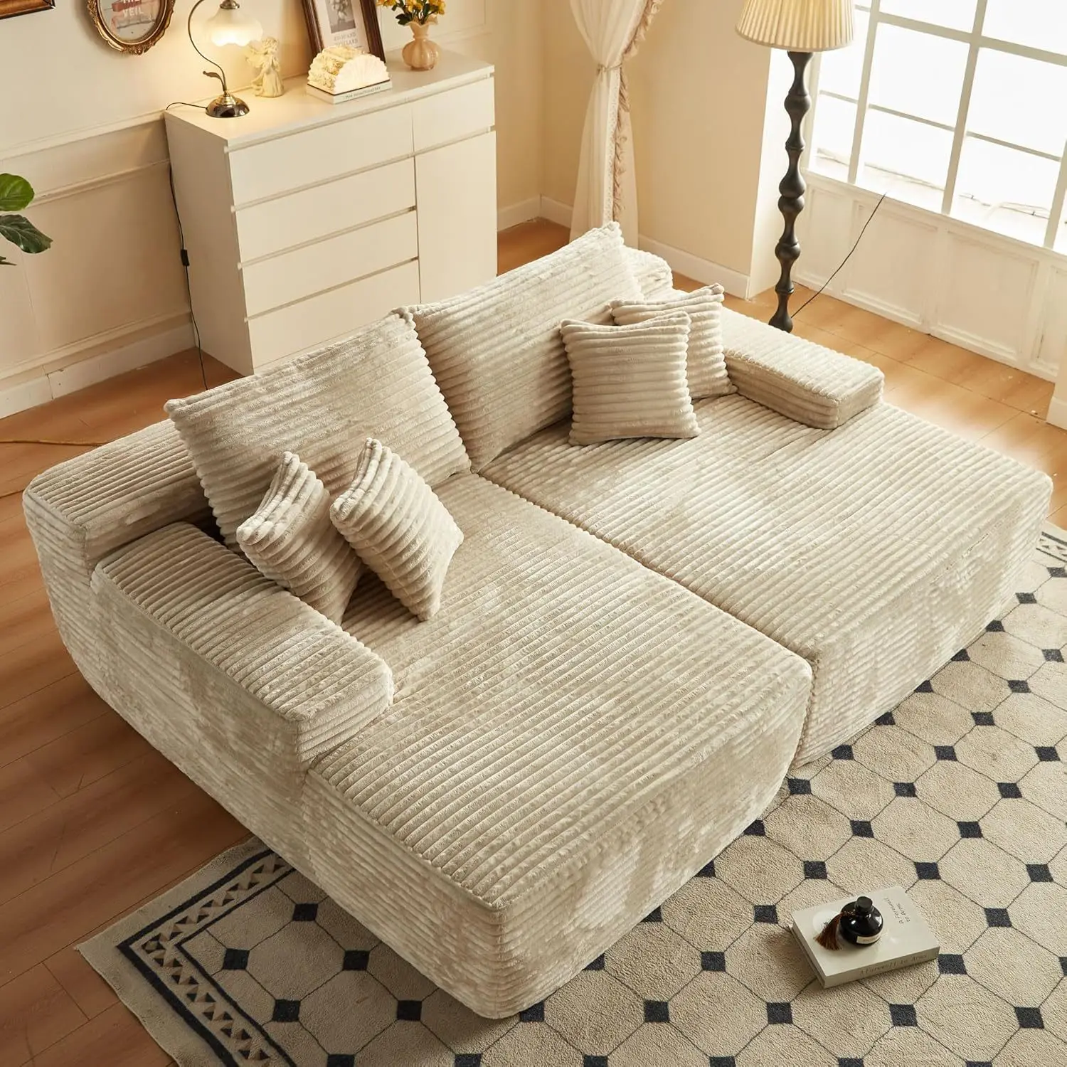 

Oversized Double Corduroy Padded Sponge Lazy Sofa Living Room Bedroom Apartment