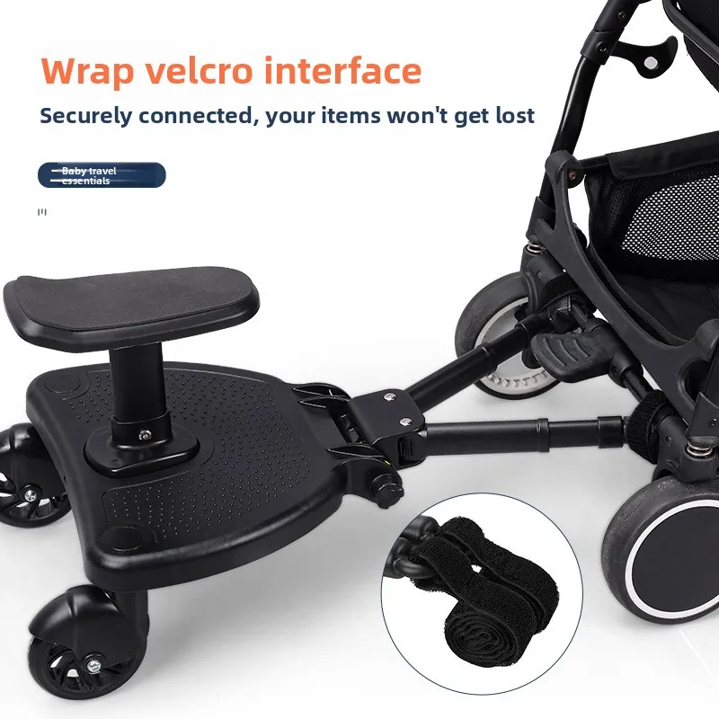 Babyfond Universal Rear Standing Board for Strollers, 2 Kids Tandem Walking Helper, Installable Auxiliary Pedal with Seat