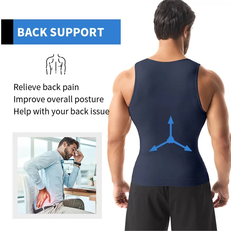 Men Compression Shirt for Body Shaper Slimming Vest Tight Tummy Underwear Tank Top image 5