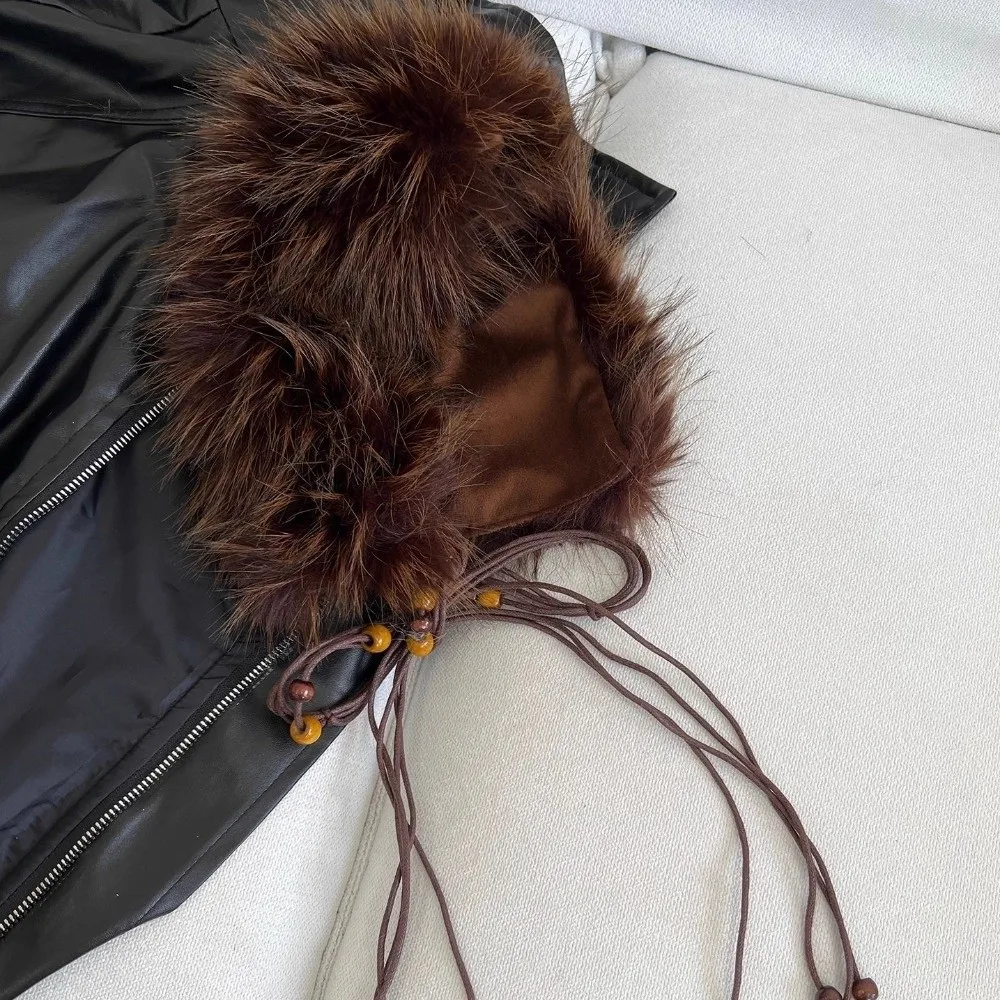 الرجعية Y2K الفراء طوق وشاح حبة خشبية مظهر رائع فروي حزام الخصر فاسق فتاة حار الخصر حبل الخصر التبعي