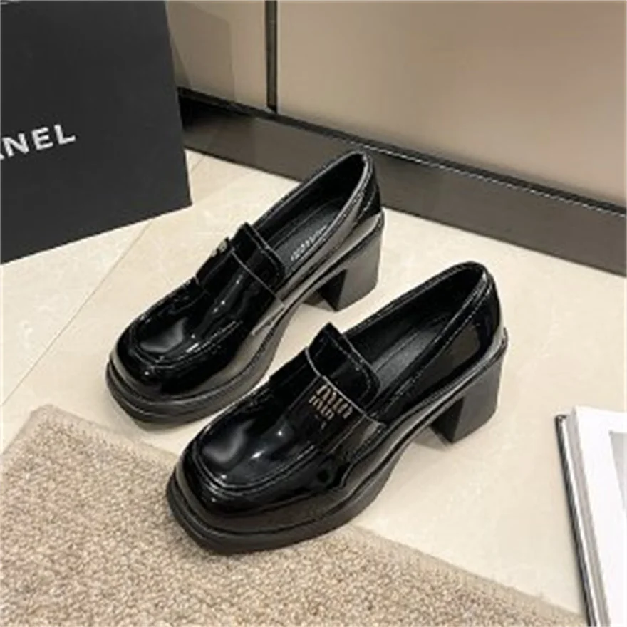 Small Leather Shoes For Women Patent Leather Retro Fashion With Thick Soles And High Heels Mary Jane Fashionable High Heels