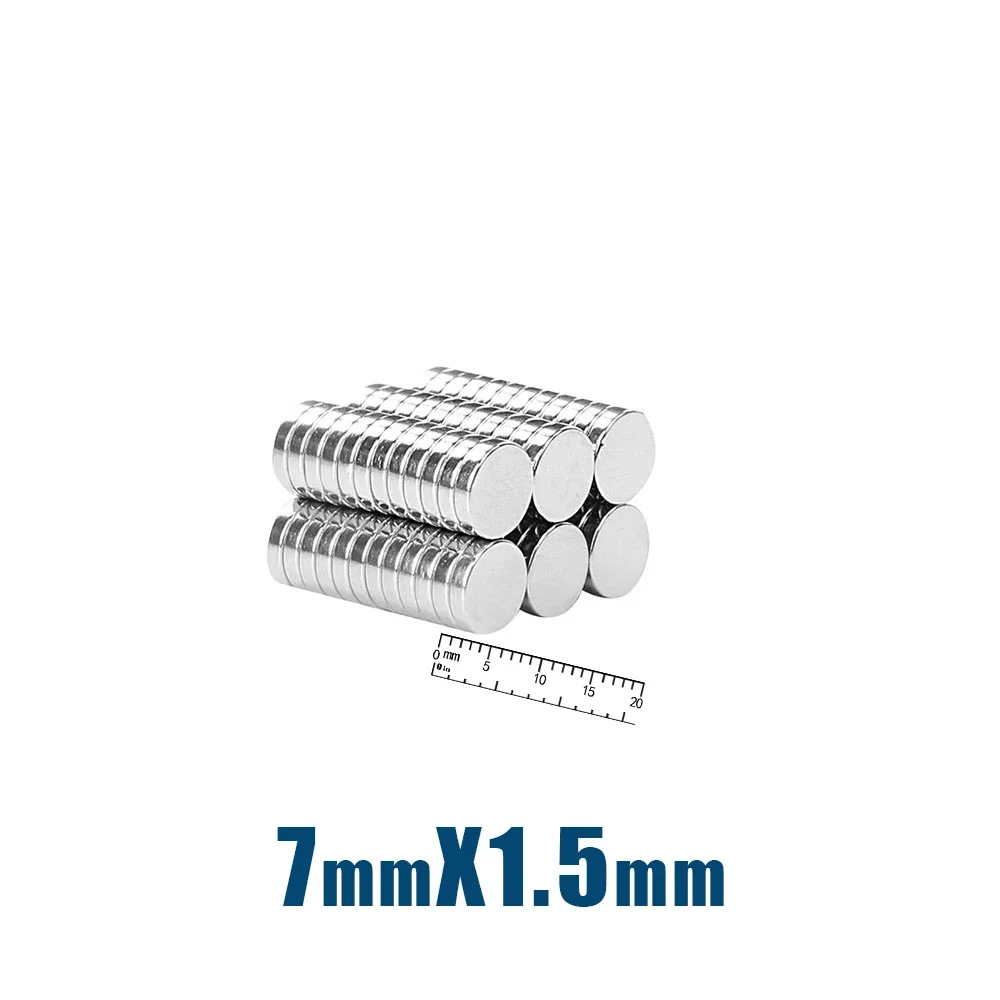 50/100/200PCS 7x1.5mm Mini Round Super Strong Neodymium Magnets N35 Powerful Fridge Magnets Magnetic Sheet Fishing Magnet image 4