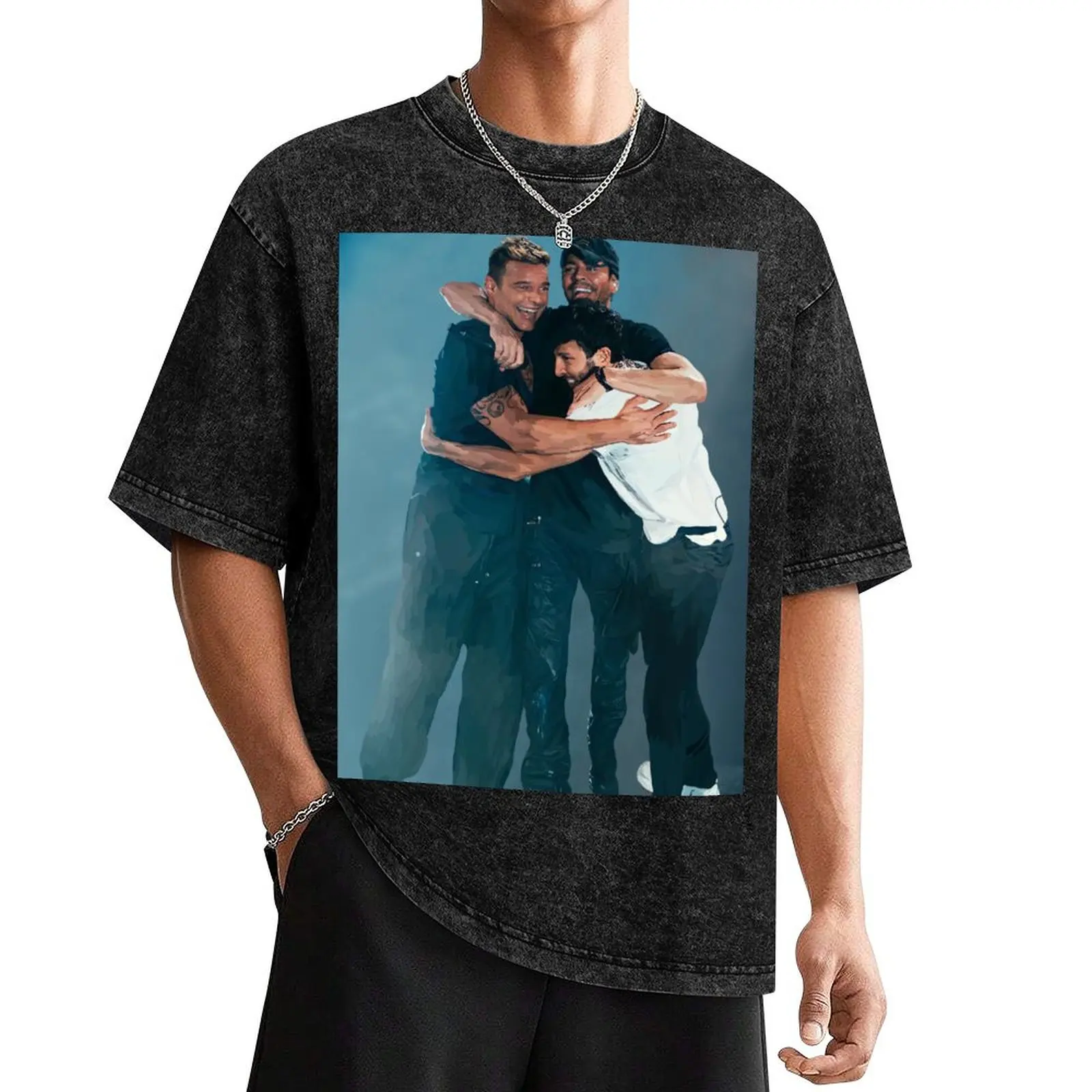 Enrique Iglesias, Ricky Martin & Sebastian Yatra T-Shirt anime shirt Luxury man mens tall t shirts