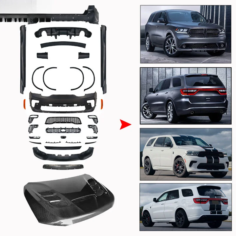 Facelift Conversion Body Kit Front Bumper Grille Carbon Fiber Hood Exterior Parts Durango 2011‑2020 To 2021 Styl