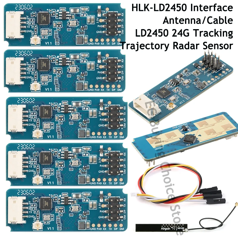 10 قطعة/1 قطعة LD2450 24 جرام ملليمتر موجة جسم الإنسان تتبع الحركة مسار الرادار وحدة الاستشعار HLK-LD2450 الاستشعار عن بعد 8 متر المنزل الذكي