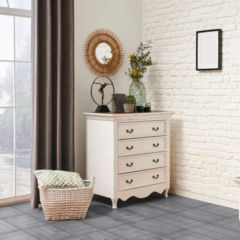 Piso exterior de grano de madera de imitación de plástico PE gris oscuro, baldosas para terraza de Patio, porche, piscina, balcón, patio trasero