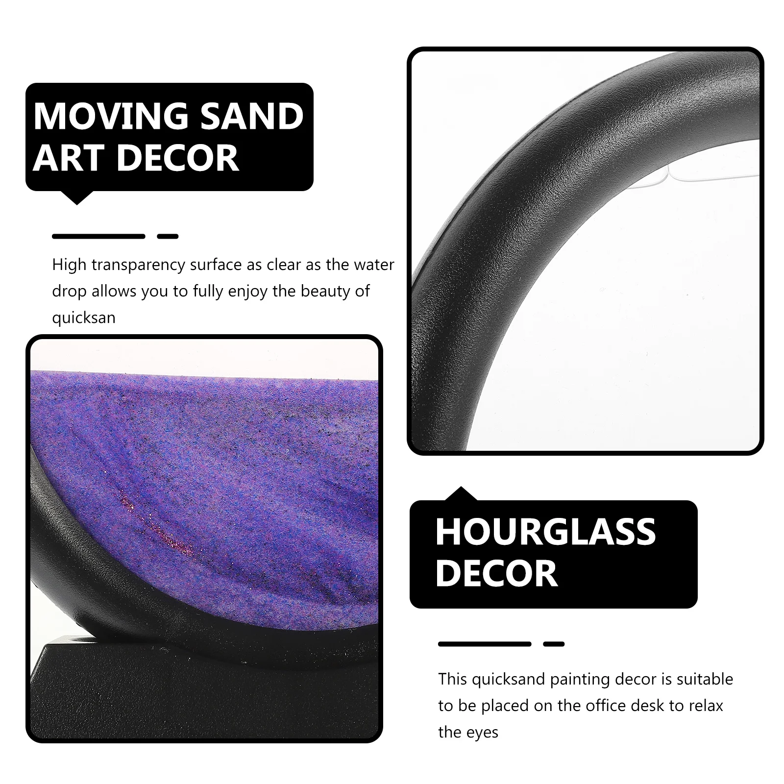 3D Quicksand Painting Moving Sand Hourglass Round Desktop Ornament Office Decoration Relaxation Sand Painting Hourglass Ornament