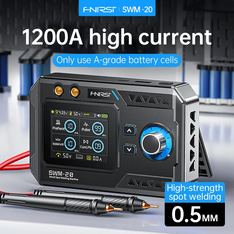FNIRSI SWM-20 Portable Spot Welder Double Pulse Battery Welding Machine 18650 Battery DIY Pack Welding Tool 0.5mm Nickel Chip
