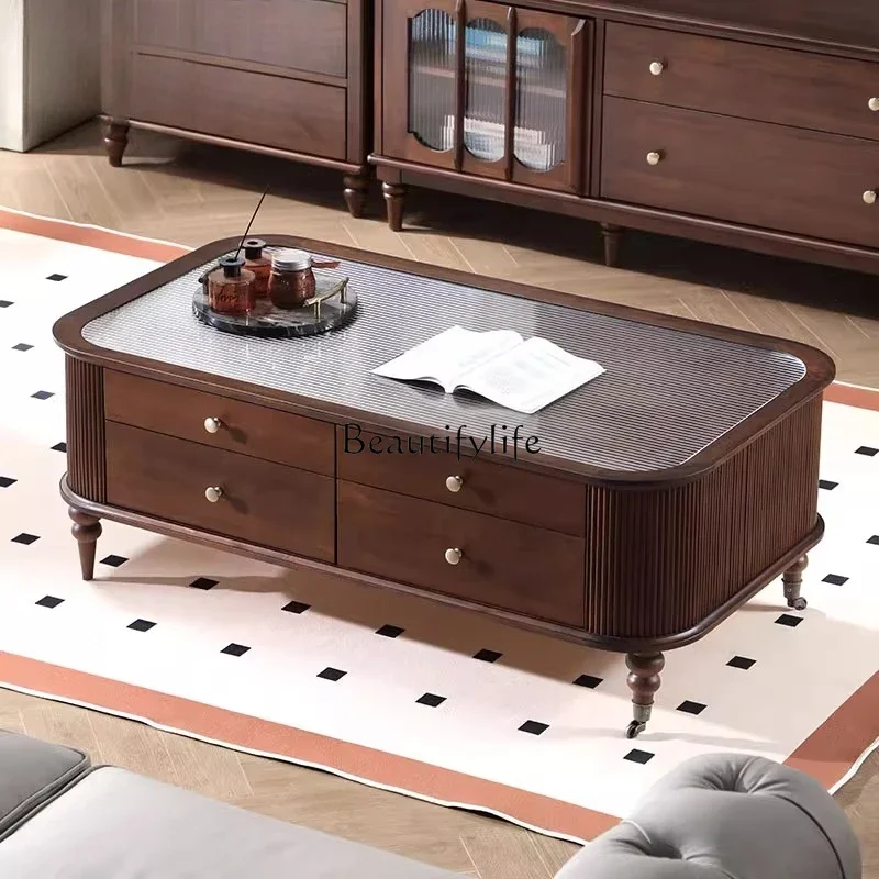 FG40Mesa de centro retangular francesa retrô sofisticada para sala de estar