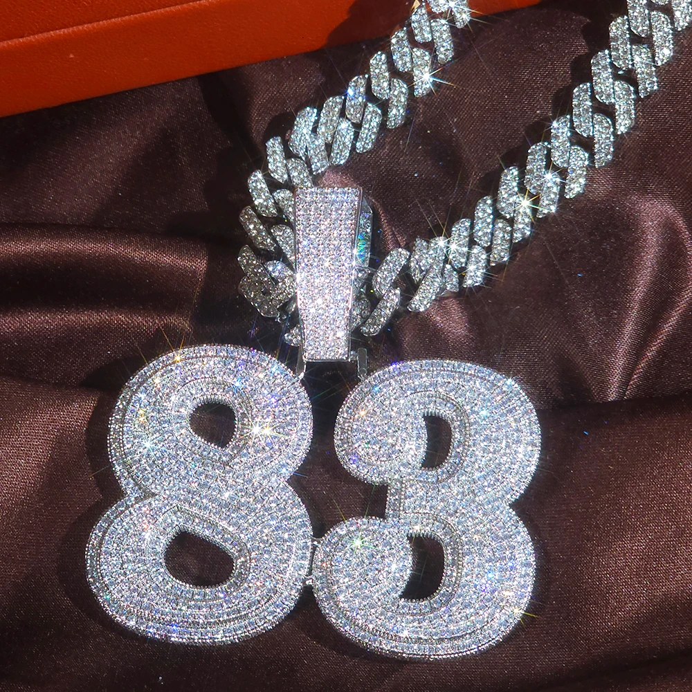 

ICEC индивидуальный номер/буквенный кулон с фианитом, полностью покрытые циркониевыми камнями, кубинская цепочка, роскошное ожерелье, блестящее колье, ювелирные изделия в стиле хип-хоп