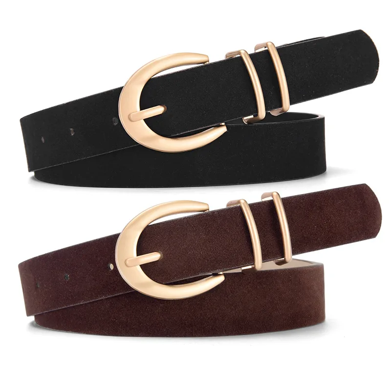 Fashionable Minimalist High-Quality Women’s Belt Trendy Retro Style Unique and Versatile Smooth-Finish Buckle Denim Leather Belt