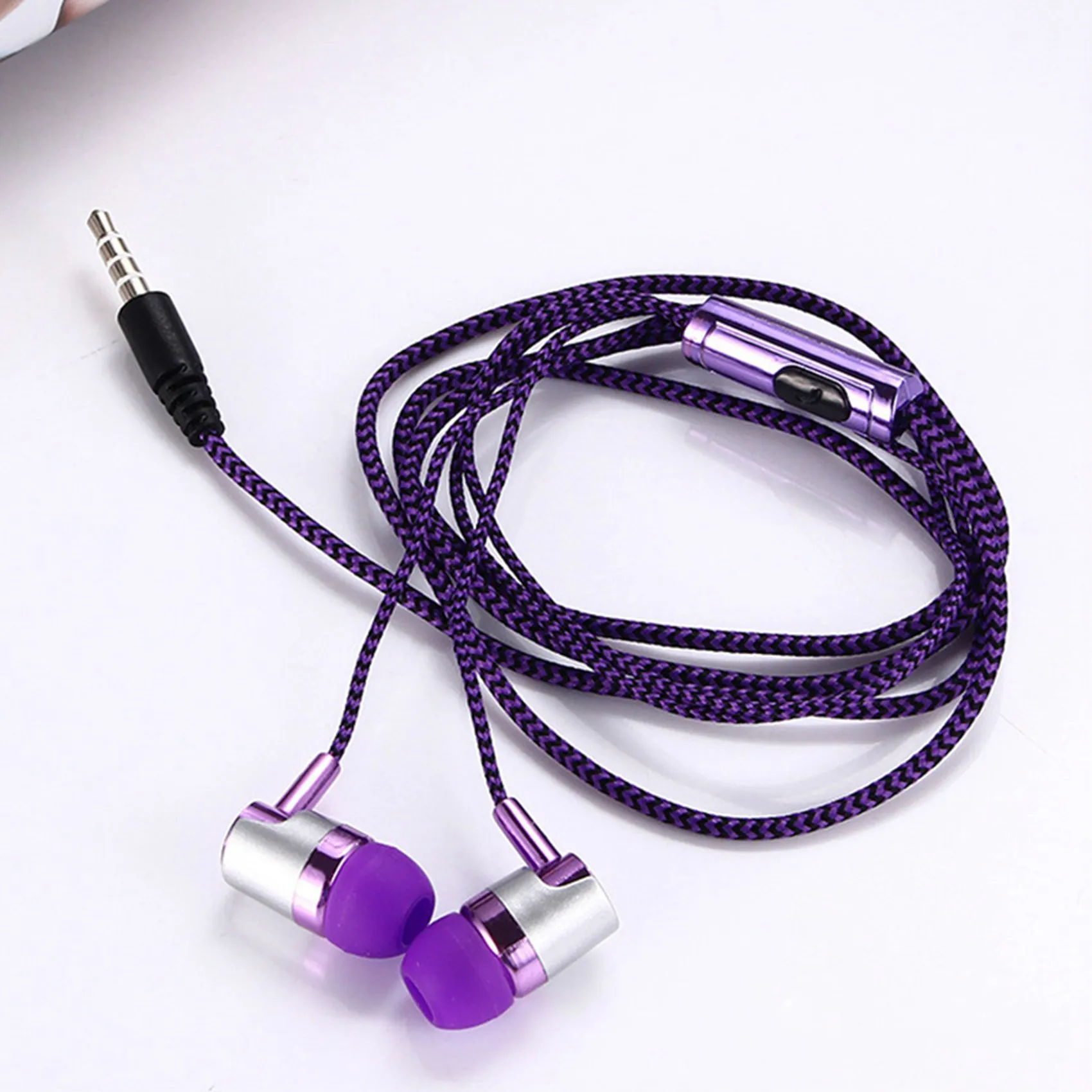 ABGI-2X H-169 3,5-mm-MP3-MP4-Subwoofer-Kabel, geflochtenes Kabel, universelle Musik-Kopfhörer mit Mikrofonsteuerung (blau) – Detail 7