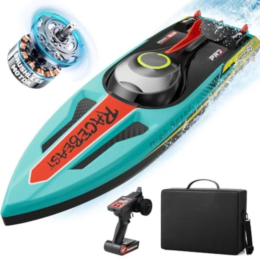 

Brushless RC Boat 40+MPH Remote Control Boats for Adults 19 Big Racing Boat for Salt Water Lake River with Self-Righting LED Li